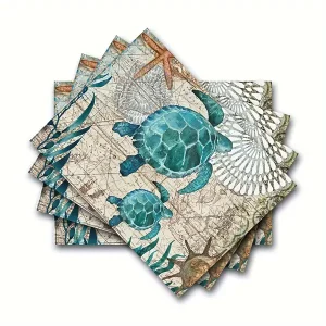 Set 4pcs, Sea Turtle Ocean Life Hawaii Placemats Table Mats Table Tableware Place Mats For Dining Home Kitchen Party Indoor (Table Mats) 12x18 Inch